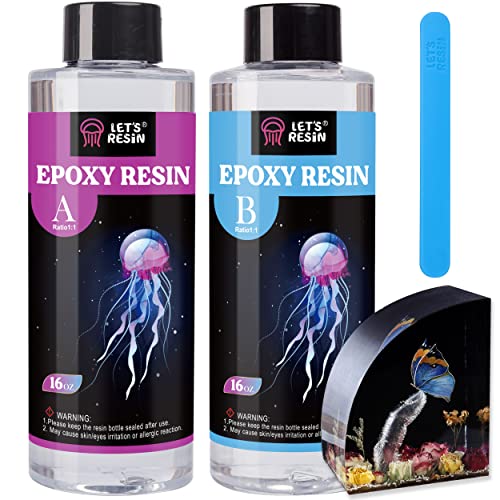 LET'S RESIN Crystal Clear Epoxy Resin, 32oz Bubbles Free Epoxy Resin, Table Top & Bar Top Casting Resin, Clear Epoxy Resin for Art Crafts