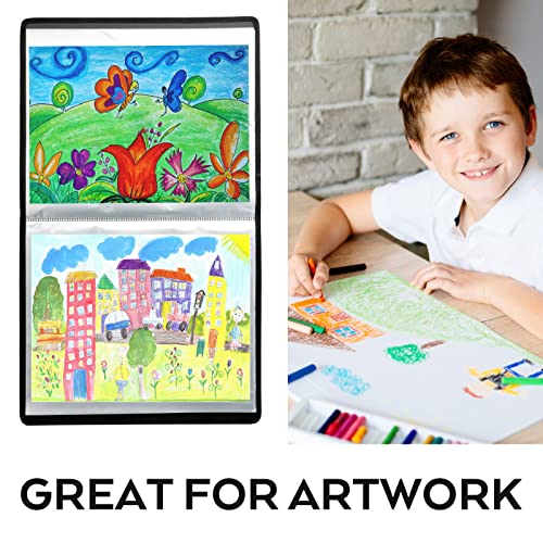 Nicpro 11x14" Art Portfolio Folder, 30 Pockets Display 60 Pages Art Painting Portfolio Binder with Clear Plastic Sleeves, Presentation Storage Book for Kids & Artists Artwork Drawing - (Black)