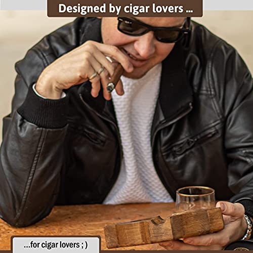 Ashtray, Cigar Ashtrays, Wood Cigar Ashtray, Large Cigar Ashtray For Outdoors, Cigar Ash Tray, Cigar Ashtrays For Men, Luxury Large Ashtray, Perfect Ash Tray Outdoors, Rustic Ashtray (BTMN-Honey Gold)