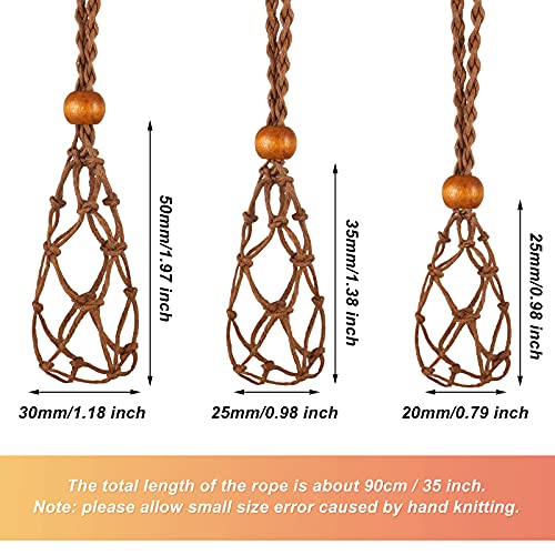 3 Pieces Necklace Cord Empty Stone Holder Pendant Stone Holder Adjustable Necklace Holder Pendant Cord Necklace Stone Holder Necklace Cord for Crystals DIY Jewelry Bracelet Necklace, 3 Sizes (Brown)
