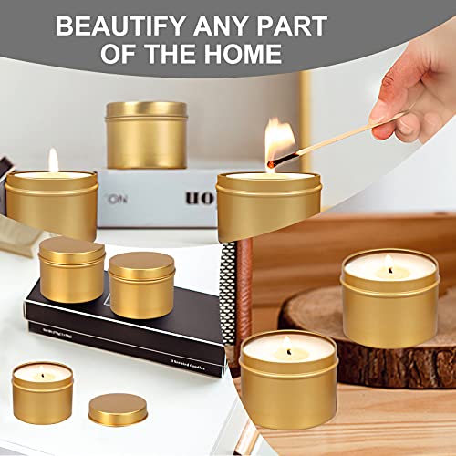 DINGPAI Candle Tin 18 Pcs, 4oz Candle Containers, Candle Jars for DIY Candle Making, Gold Color, Arts & Crafts, Storage and Holiday Gifts