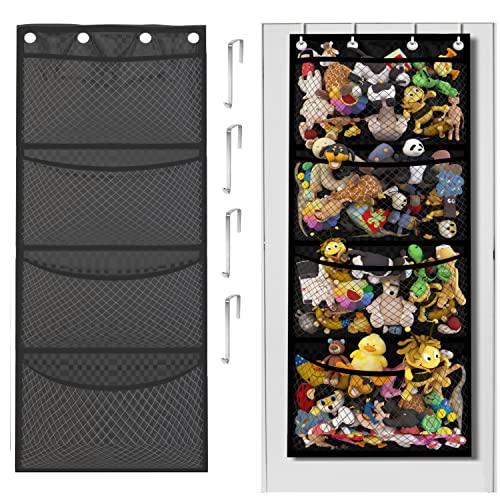 Storage for Stuffed Animal - Over Door Organizer for Stuffies, Baby Accessories, and Toy Plush Storage / Easy Installation with Breathable Hanging Storage Pockets Big Girls Chair Toddler Large Bag