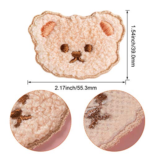 PAGOW 8 PCS Bear Embroidery Patch, Cute Cartoon Bear Patches,Iron On Embroidered Applique Sewing Patches for Bags, Jackets, Jeans, Clothes DIY Accessory (4 Colors: White, Pink Yellow, Khaki, Apricot)