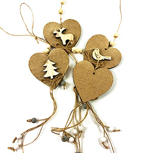 Tosnail 100 Pieces 3 Inches Wooden Hearts Unfinished Wooden Heart Slices Discs Cutout Pieces Heart Tags with Holes and 100 Jute Strings for Hanging