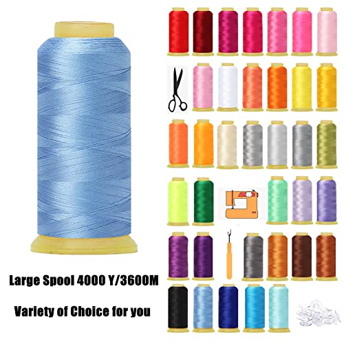 Windman 4 Spools Polyester Embroidery Machine Thread 4000Y(3600M) with 25 Pcs Plastic Bobbins Large Spool Embroidery Thread for Brother Singer Janome All Embroidery Sewing Machines Use(Green) …