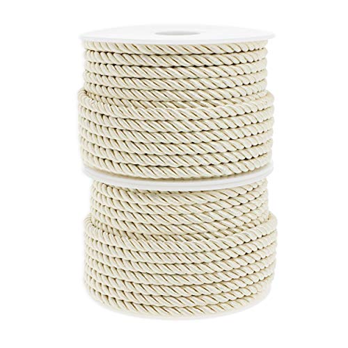 Rayon Nylon Twisted Cord Trim Rope (36 Yards, Cream, 2 Pack)