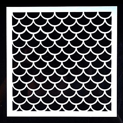 DIY Decorative Fish Scale Stencil Template for Painting on Walls Furniture Crafts (15 by 15 cm)