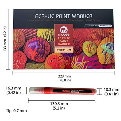 MATTKANE 20 Pack Acrylic Markers for Shoes Glass Paint Wood Paint Acrylic Marker 0.7mm Extra-fine Colors for Drawing DIY, Metal, Glass, Wood, Stone, Plastic, Paper, Shoes, Clothes