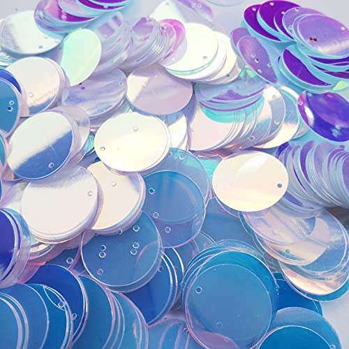 Flat Round Sequin Paillettes Iridescent Transparent Loose Sequins Crystal Iridescent Spangles for DIY Crafts, Embroidery 200pack (25MM)