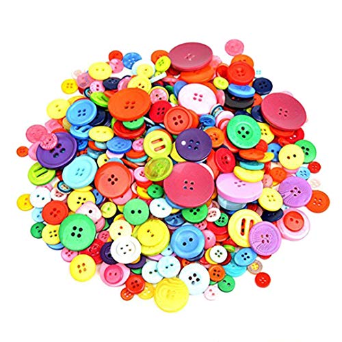 Baaxxango 600-700 Pieces Resin Buttons Assorted Colors and Shapes Buttons for DIY Crafts Sewing Decorations, 2 Holes and 4 Holes