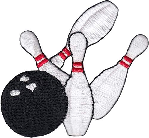 Bowling Pins and Ball - Embroidered Iron on Patch