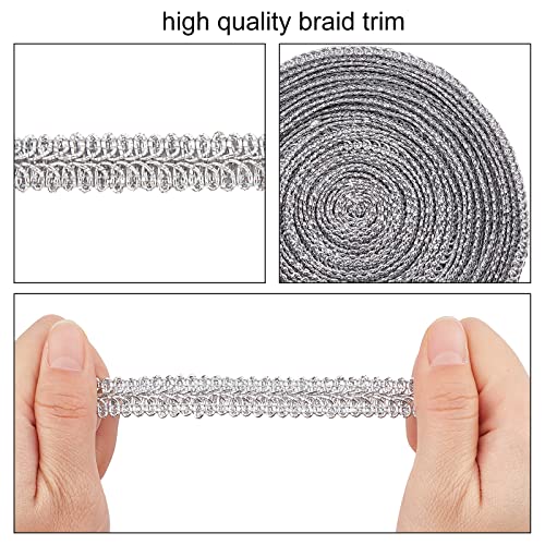 FINGERINSPIRE 15Yards Metallic Braid Lace Trim Silver Centipede Lace Ribbon Decorated Gimp Trim 5/8"(15mm)x1.5mm for Wedding Bridal, Costume or Jewelry, Crafts and Sewing
