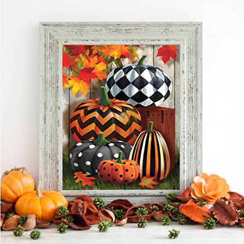 Pumpkin Diamond Art Painting Kits for Adults - Fall Full Drill Diamond Dots Paintings for Beginners, Round 5D Paint with Diamonds Pictures Gem Art Painting Kits DIY Adult Crafts Kits 12x16inch