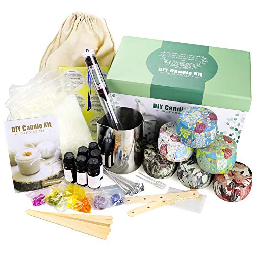 Candle Making Kit,Beeswax Scented Candles Supplies Arts and Crafts for Adults and Teens Gift Set for Women Including Fragrance, Soy Wax, Cotton Wicks, Metal Pot, Candle Dyes, Candle Jars and More