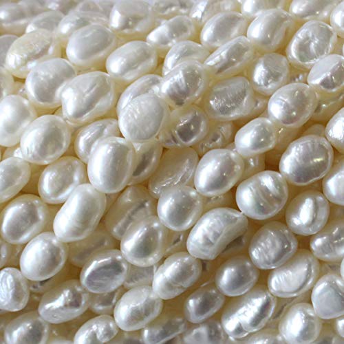 Tacool Natural Genuine Freshwater Cultured Pearl White 8-9mm Free Size Jewelry Making Loose Beads