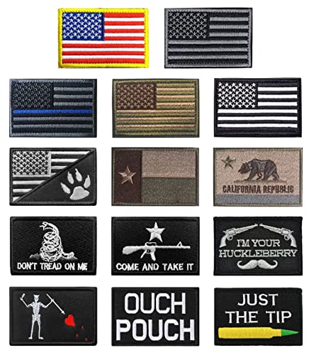 Bundle 14 Pieces Tactical Military Patch Full Embroidery Hook and Looped Funny Patch for Caps,Bags,Backpacks,Clothes,Vest,Service Dog, Military Uniforms,Tactical Military Sport Clothes Etc.
