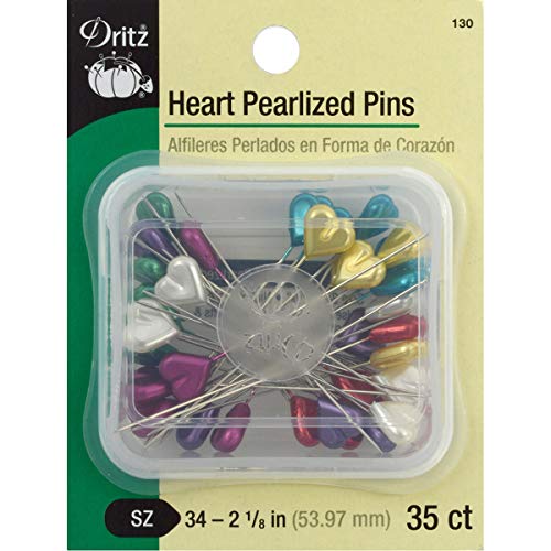 Dritz 130 Pearlized Pins, Heart, 2-1/8-Inch (35-Count)