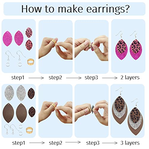 AOUXSEEM 321 Pcs Faux Leather Earrings Making Kit Full Set for Beginners, Contains 96 Pre Cut Evil Eye Earring Pieces with Hooks Jump Rings Opener Earring Display Cards and Self-Adhesive Bags