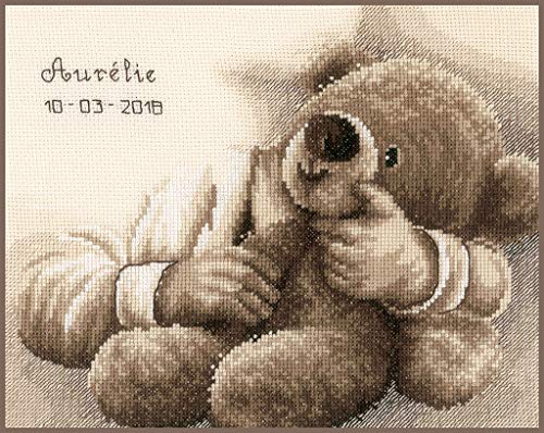 Vervaco Counted Cross Stitch Kit Teddy Bear 10" x 8"