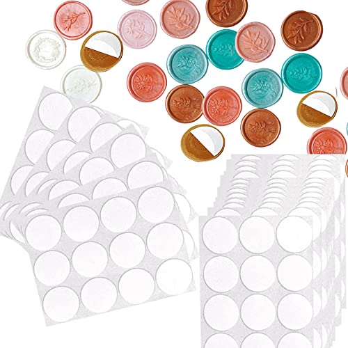 Keismodye Double Sided Adhesive Dots for Wax Seal, 204 PCS 1inch Adhesive Wax Seal Backing for Wax Sealing, Clear Removable Sticky Putty for Wax Seal Stickers, Craft Adhesive Waxing (White)