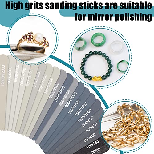 20 Pcs Honoson Sanding Sticks for Plastic Models Polishing Sticks Assorted Metal and Wood Sanding Tools Accessory for Model Craft Amateur Beginner(Low Grits and High Grits,Water Drop Style)
