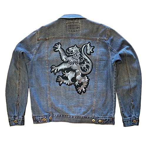 VEGASBEE Huge Lion Rampant Scotland Coat of ARMS Scottish Crest Scots Heritage Artwork Embroidered Iron-ON Patch for Leather Vest Denim Jacket Pillowcase Bag Best Exclusive Embroidery Large Size 13"H