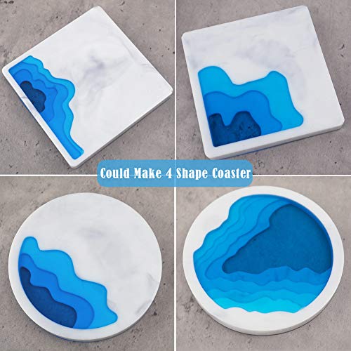 Ocean Large Rolling Tray Resin Mold with Coaster Resin Mold Coastal Wave Riverbed Ocean Painting Art DIY Crafts Silicone Epoxy Molds Organizer Tray Plate Table Ornament Home Decor