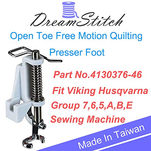 DREAMSTITCH 4130376-46 Open Toe Free Motion Quilting Darning Spring Presser Foot for Viking Husqvarna Group 7,6,5,A,B,E - 4130376-46