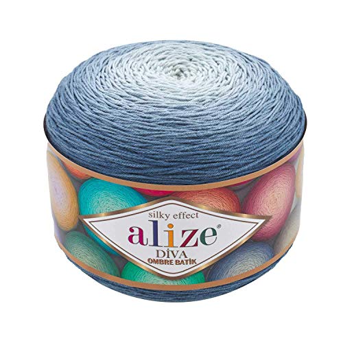 Alize Diva Ombre Batik Silky Effect 100% Microfiber Acrylic Yarn Thread Crochet Art Lace Craft 1 skn 250gr 957yds Hand Knitting Yarn (7379)