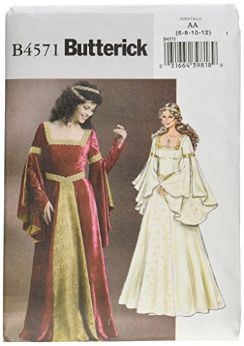 Butterick B4571 Women's Medieval Dress Renaissance Fair Costume Sewing Pattern, Sizes 6-12