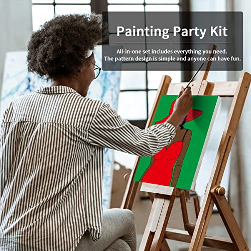 VOCHIC Canvas Painting Kit Pre Drawn Canvas for Painting for Adults Party Party Kits Paint and Sip Party Supplies 8x10 Canvas to Paint Ladies 8 Acrylic Colors,3 Brush,1 Pallet Paint Art Set