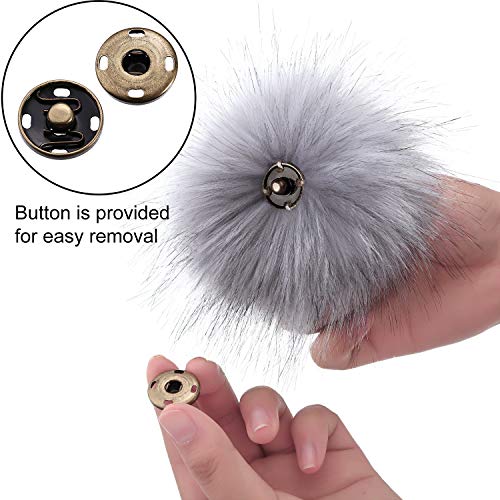 Boao Faux Fur Fluffy Pompom Ball for Hat with Removable Press Button for Bobble Hat Knitting Hat Shoes Scarves Bag (Black, White, Gray, Brown, Creamy White, Khaki, Pink, Wine Red)