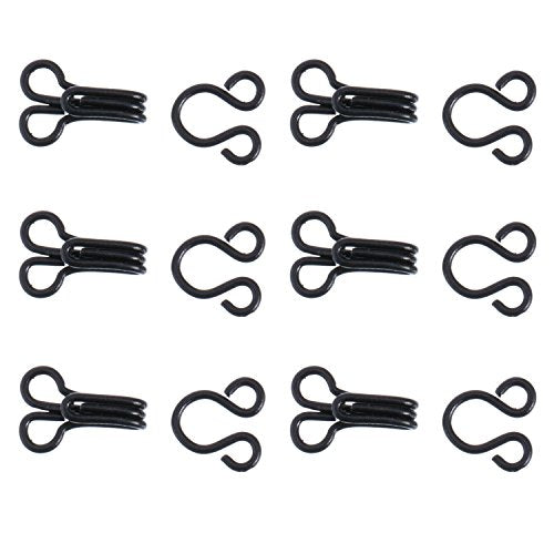 Kenkio 70 Set Sewing Hooks and Eyes Closure for Bra,Fur Coat Jacket and Clothing,Silver and Black, 4 Sizes