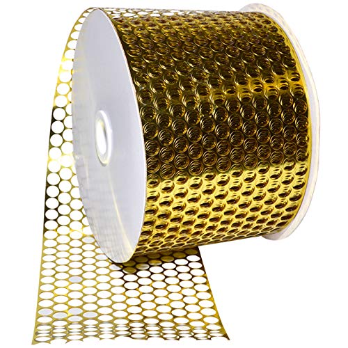 Morex Ribbon Chicago Poly Honeycomb Ribbon, 3.25" by 50 Yds, Luxor Gold