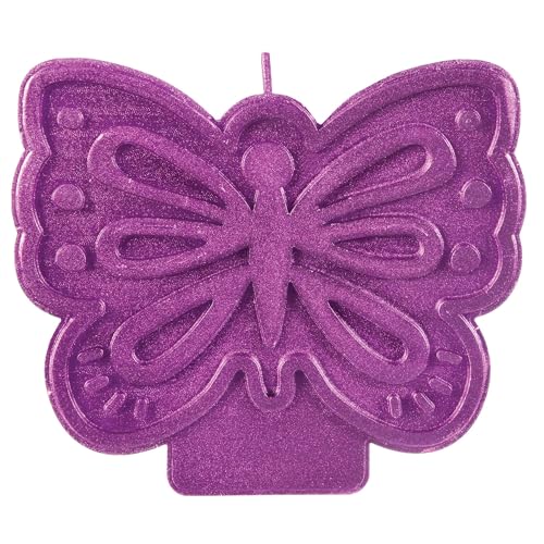 Flutter Purple Glitter Candle - 3.2", 1 Piece - Enchanting Decorative Candle for Home Accents & Special Occasions