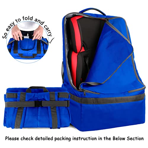 YOREPEK Car Seat Travel Bag, Padded Car Seats Backpack for Air Travel, Large Durable Carseat Travel Bag for Airplane, Airport Gate Check Bag (Blue)