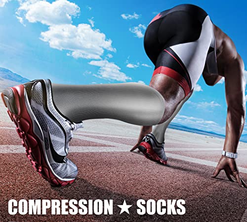 CHARMKING Compression Socks for Women & Men Circulation (3 Pairs) 15-20 mmHg is Best Athletic for Running, Flight Travel, Support, Cycling, Pregnant - Boost Performance, Durability (L/XL,Multi 52)