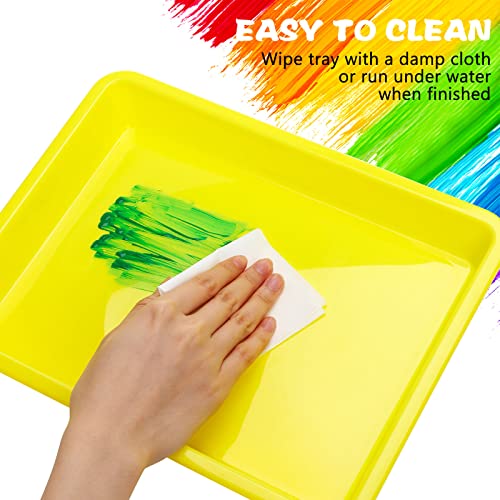 Jetec 24 Pieces Kid Activity Plastic Tray Crafts Tray Bulk Art Organizer Tray Plastic Serving Trays for Slime and Sensory Toys, Beads, Painting, DIY Projects, Fun Home Activities
