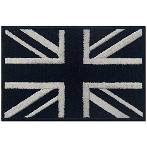 Tactical British Union Jack Embroidered Patch England Flag UK Great Britain Iron On Sew On Emblem - White & Black