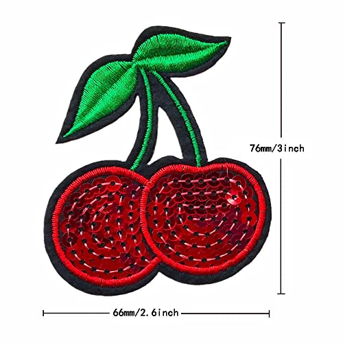 Qingxii Decorr Cherry Sewing on/Iron on Patches Clothes Dress Hat Pants Shoes Sewing Decorating DIY Craft Embarrassment Applique Patches (66x76mm)