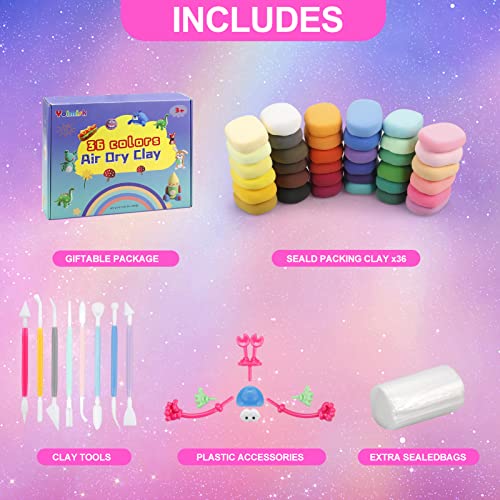 Yoimisk Air Dry Clay Kits - 36 Colors Ultra Light Magic Modeling Clay, Safe & Non-Toxic, Great Gift for Kids