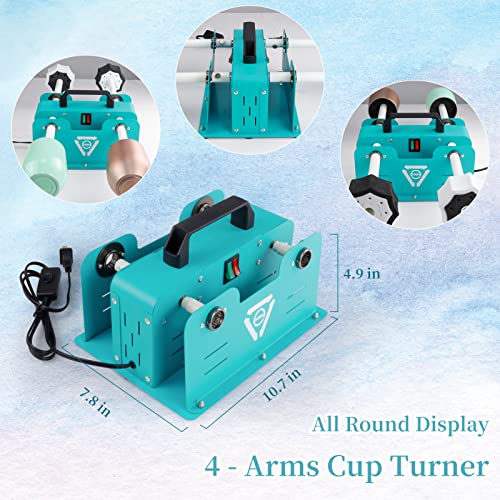 Multi Cup Turner for Tumblers,4X Cup Spinner for Tumblers with 4 ON/Off Switch for Epoxy Resin Tumblers Creating Craft…