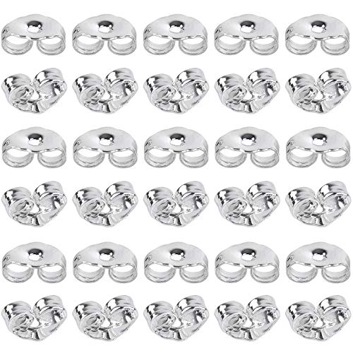 SANNIX 30pcs/15 Pairs 925 Sterling Silver Earring Backs Replacement Secure Ear Lockings