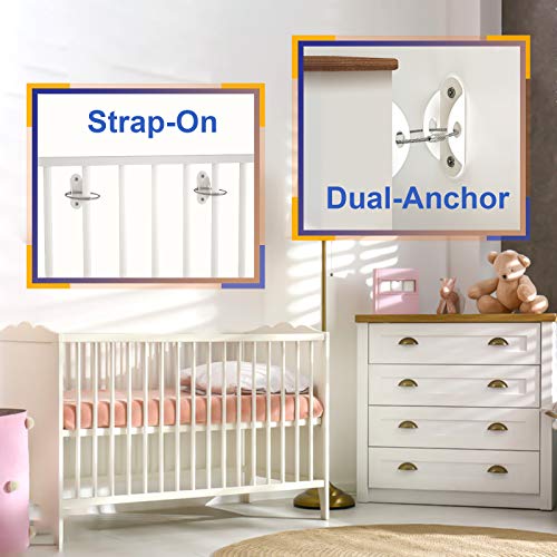 Furniture Anchors (10 Pack) 2022 Upgraded Furniture Straps for Baby Proofing, Secure 400 Pound Furniture Prevent Falling Anti Tip Earthquake Straps for Child Safety