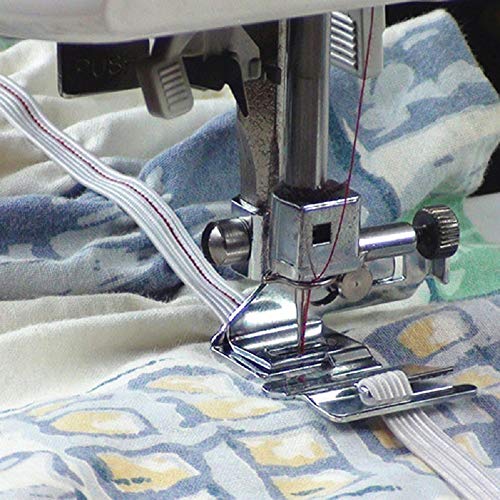 Domestic Sewing Machine Elastic Cord Band Fabric Stretch Presser Foot #9907-6 for Low Shank Snap-On Domestic Brother, Singer, Feiyue, Janome, Juki, etc.