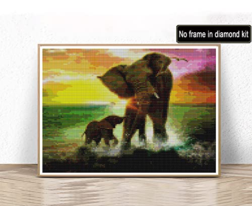 Kaliosy 5D Diamond Painting Elephant by Number Kits, Paint with Diamonds Art Animal DIY Full Drill, Crystal Craft Cross Stitch Embroidery Decoration 30x40cm