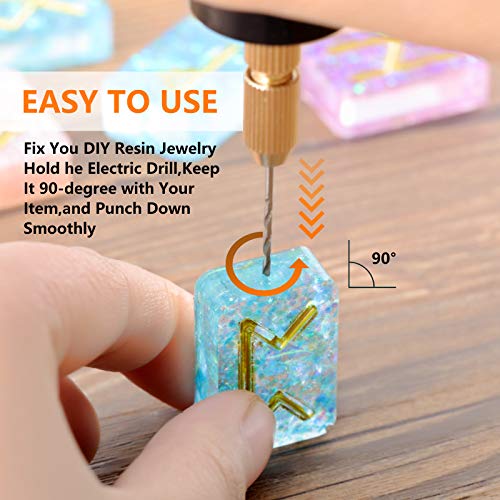 Electric Hand Drill Tools Set for Resin Casting Molds, Electrical Pin Vise Kit with 8 Pieces Drill Bits (0.8 to 1.2 mm) for Resin Plastic Wood Polymer Clay Jewelry Keychain Pendant Making Supplies