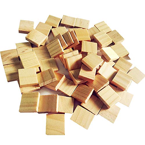 Abbaoww 100 Pcs Wood Blank Letter Tiles Unfinished Blank Wood Squares for Craft, Decoration, Altered Art and Laser Engraving Carving