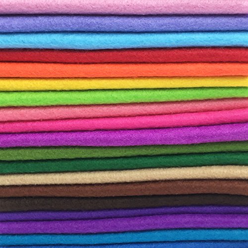 flic-flac 28pcs 12 x 8 inches (30cmx20cm) 1.4mm Thick Soft Felt Fabric Sheet Assorted Color Felt Pack DIY Craft Sewing Squares Nonwoven Patchwork