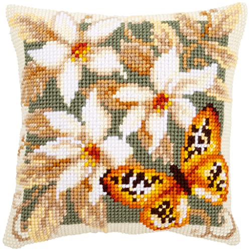 Vervaco Orange Butterfly Cross Stitch Cushion, Multi-Colour